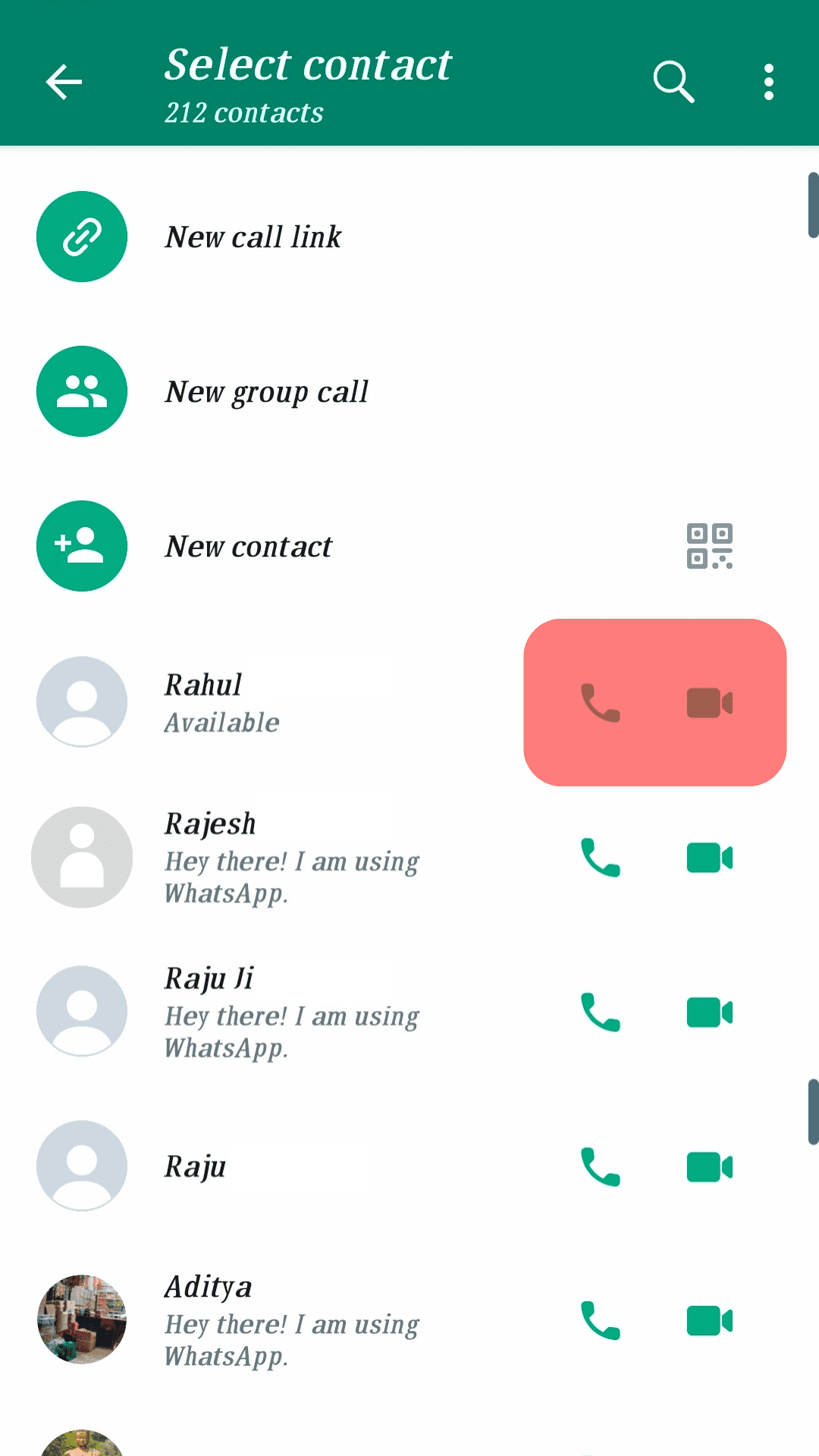 Select Voice Or Video Call Option