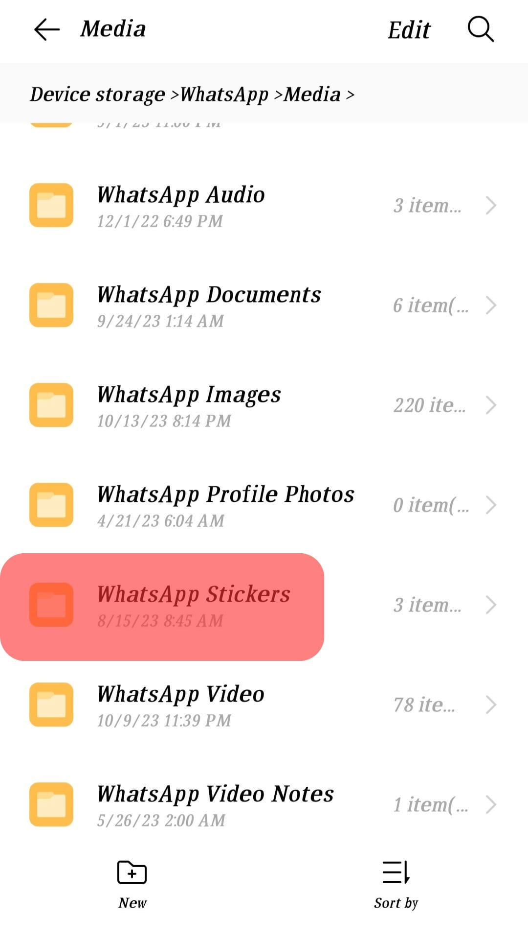 Select Whatsapp Stickers.