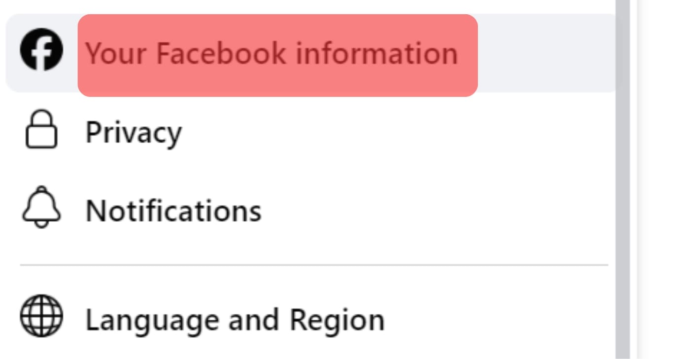 Select Your Facebook Information 