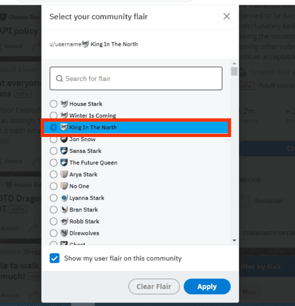Select A Flair From The List Of Options