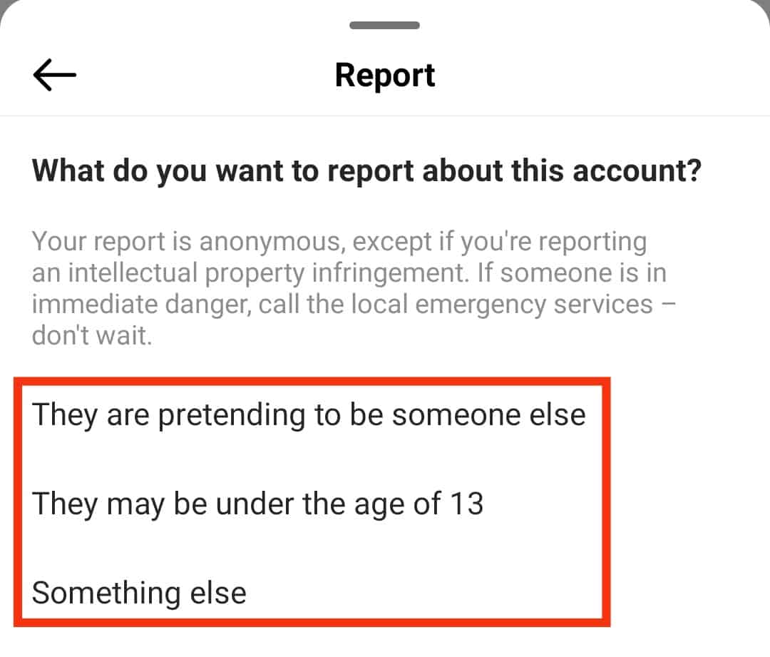 Select A Reason For Reporting The Account