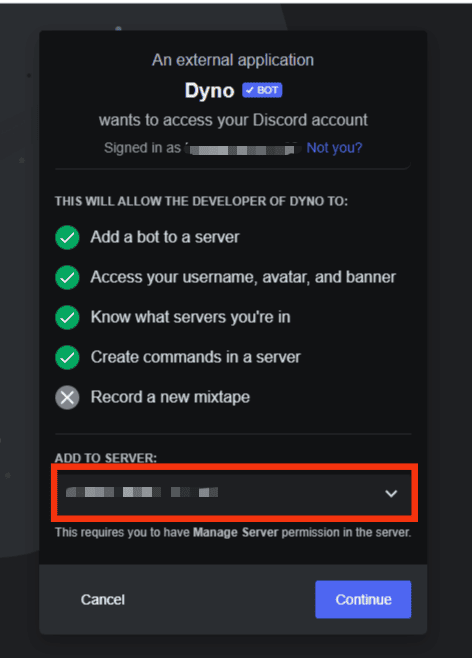 Select A Server To Add The Bot