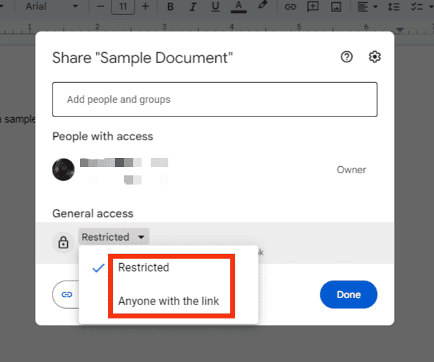 Select An Option Under “General Access