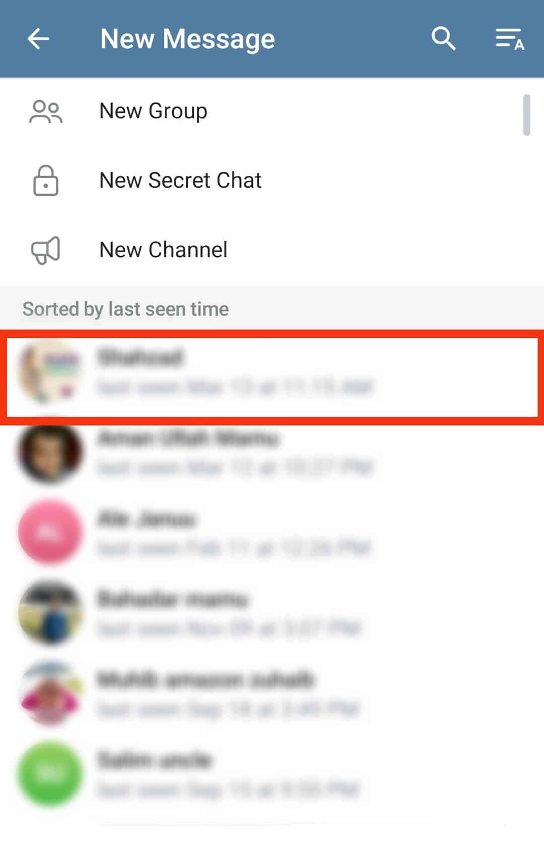 Select Any Contact From The List