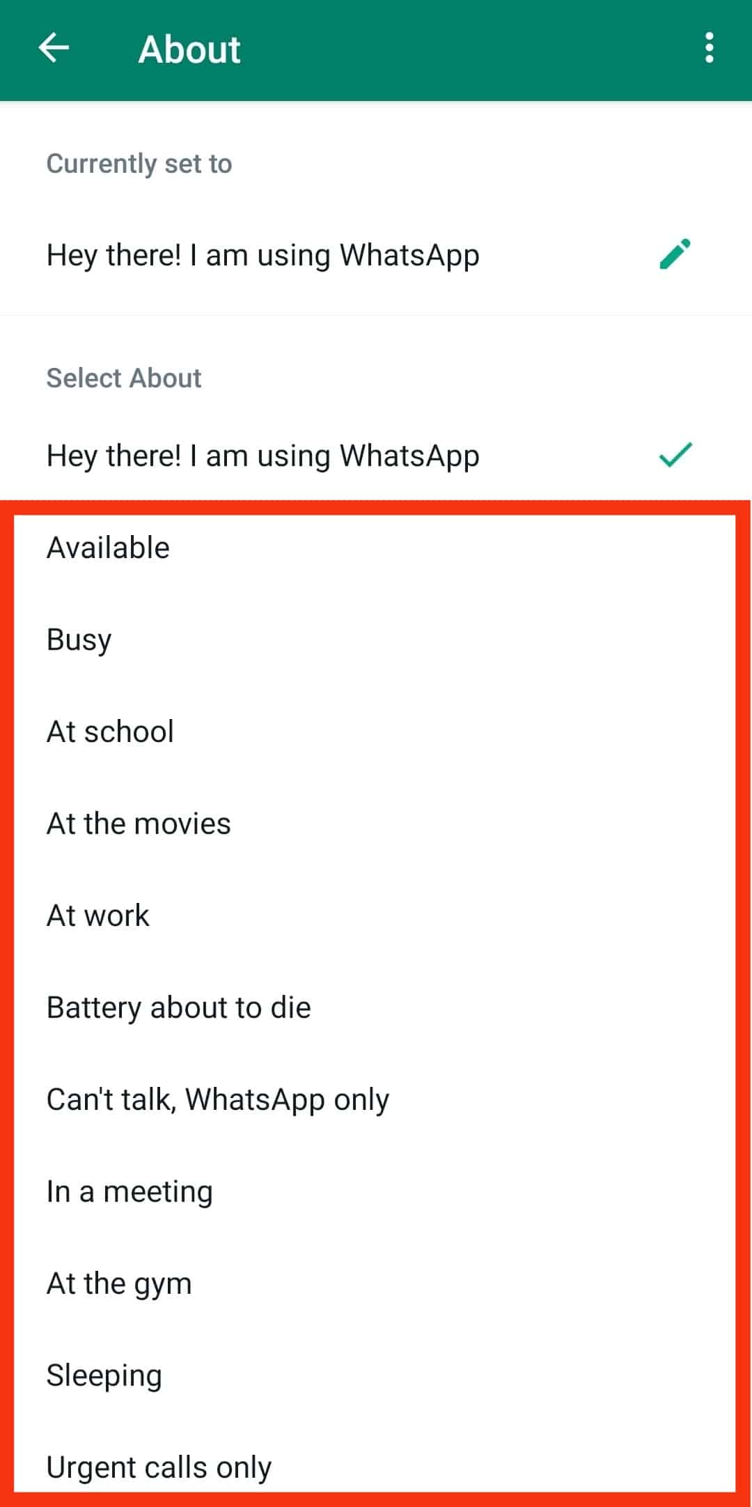 Select Any Default Message