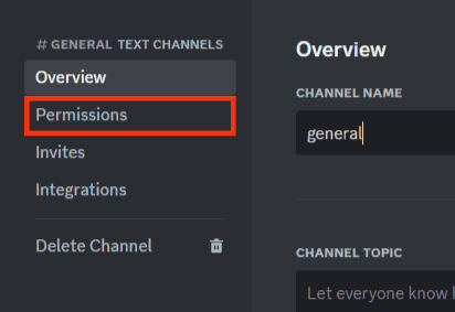 Select Channel Permissions