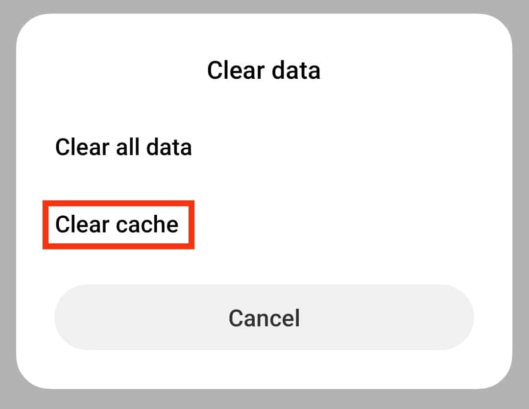 Select Clear Cache