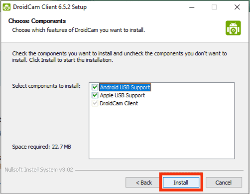 Select Components To Install, Then Click Install
