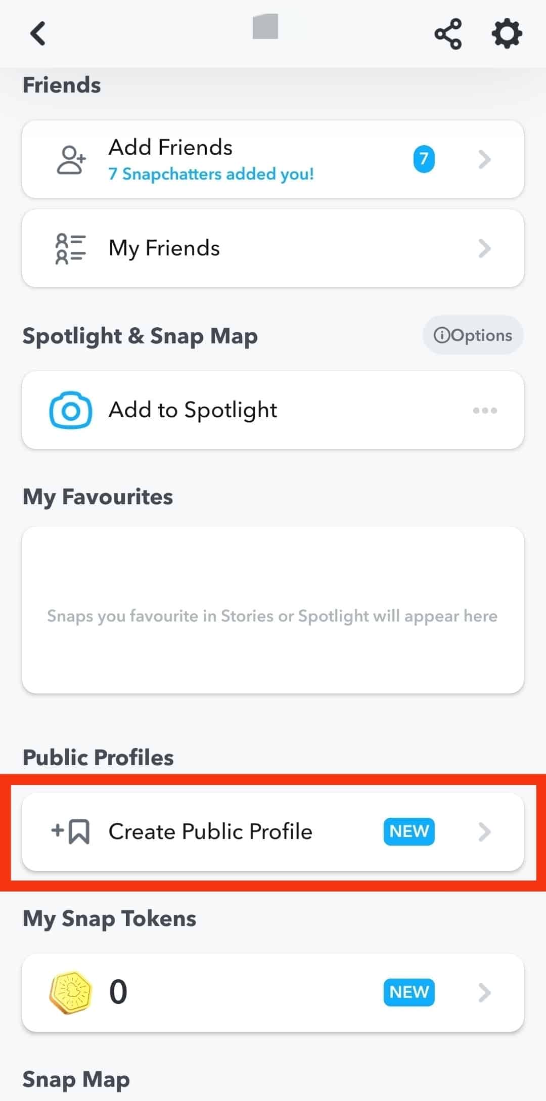 Select Create Public Profile