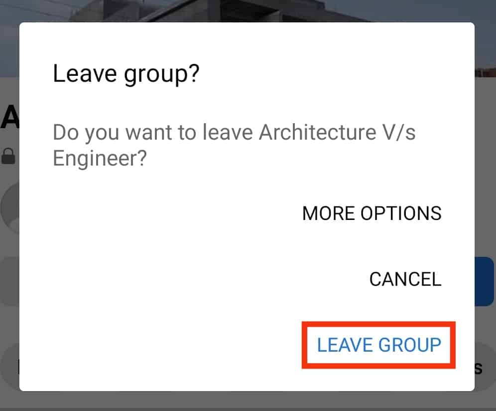 Select Leave Group From The Options.