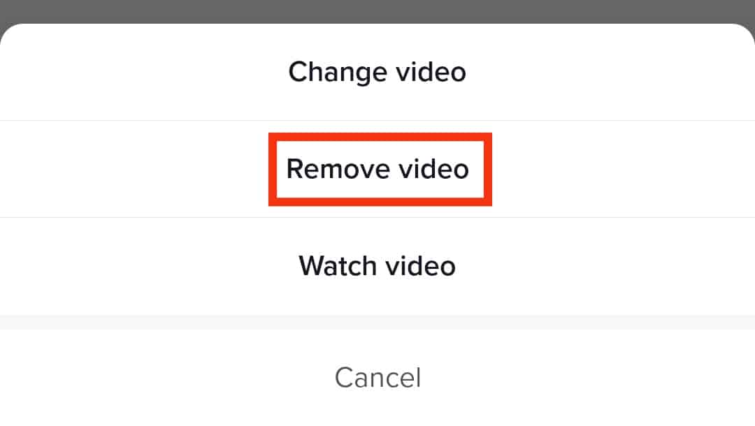 Select Remove Video