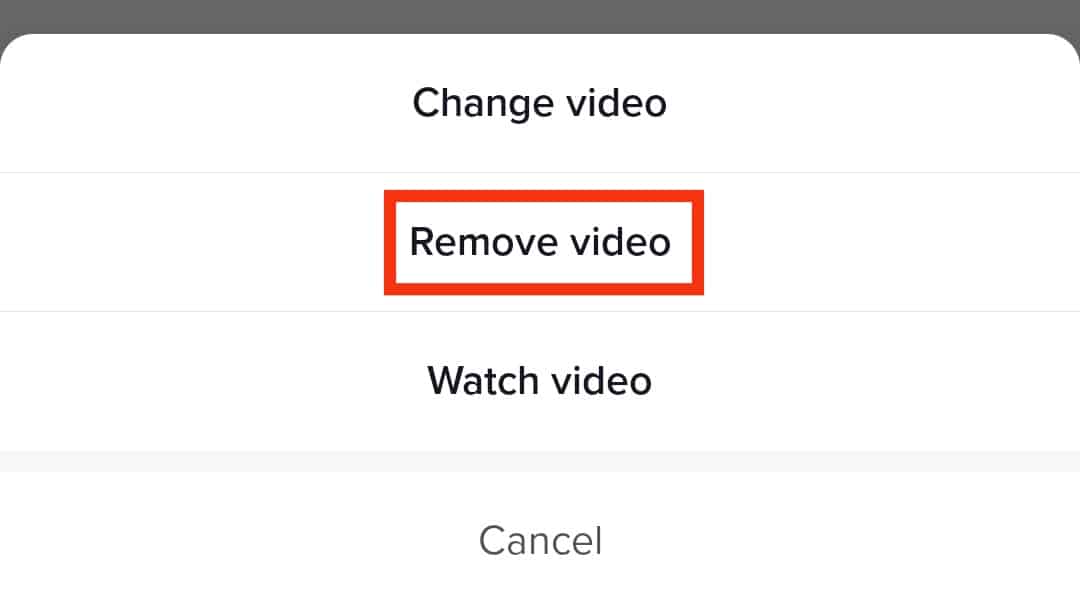 Select Remove Video