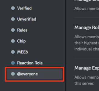 Select The @Everyone Role