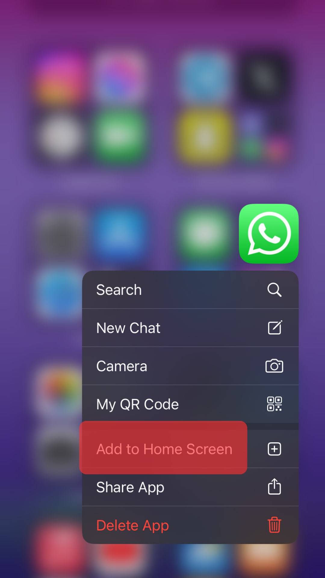 Select The Add App To Home Screen Option