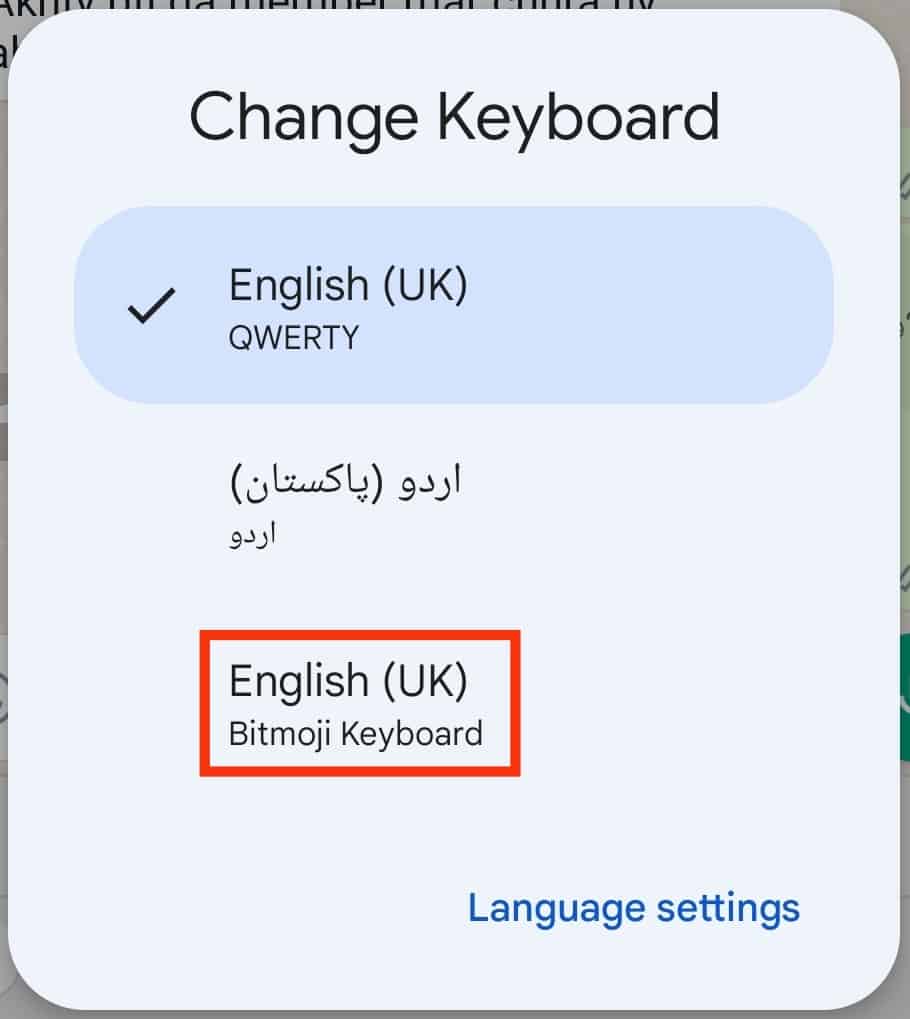 Select The Bitmoji Keyboard