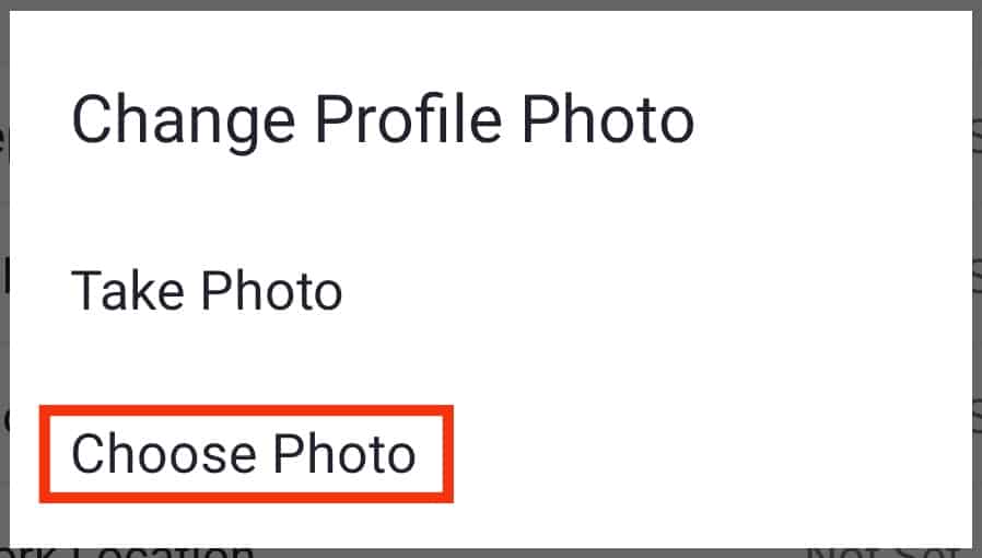 Select The Choose Photo Option