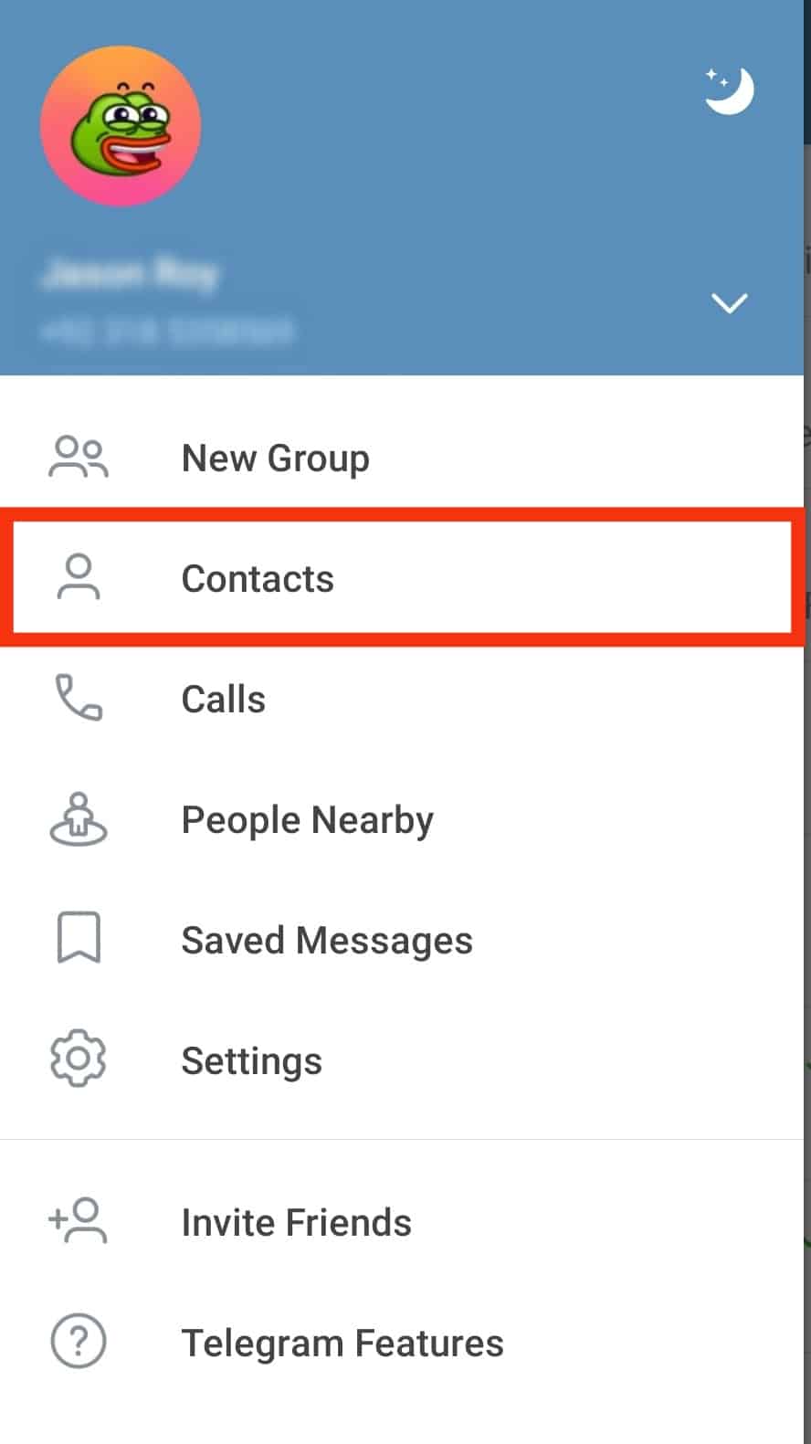 Select The Contacts Option