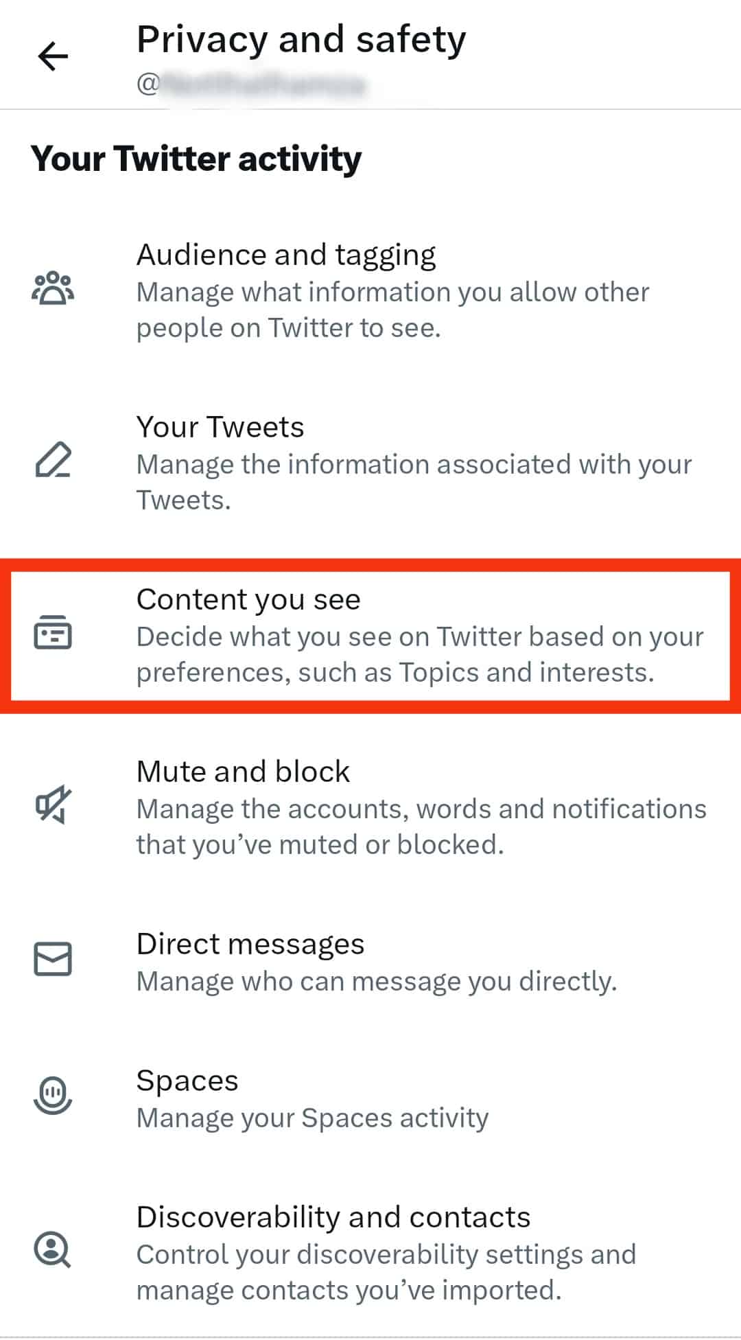 Select The Content You See Option