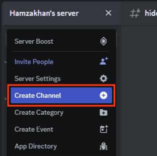 Select The&Nbsp;Create Channel&Nbsp;Option