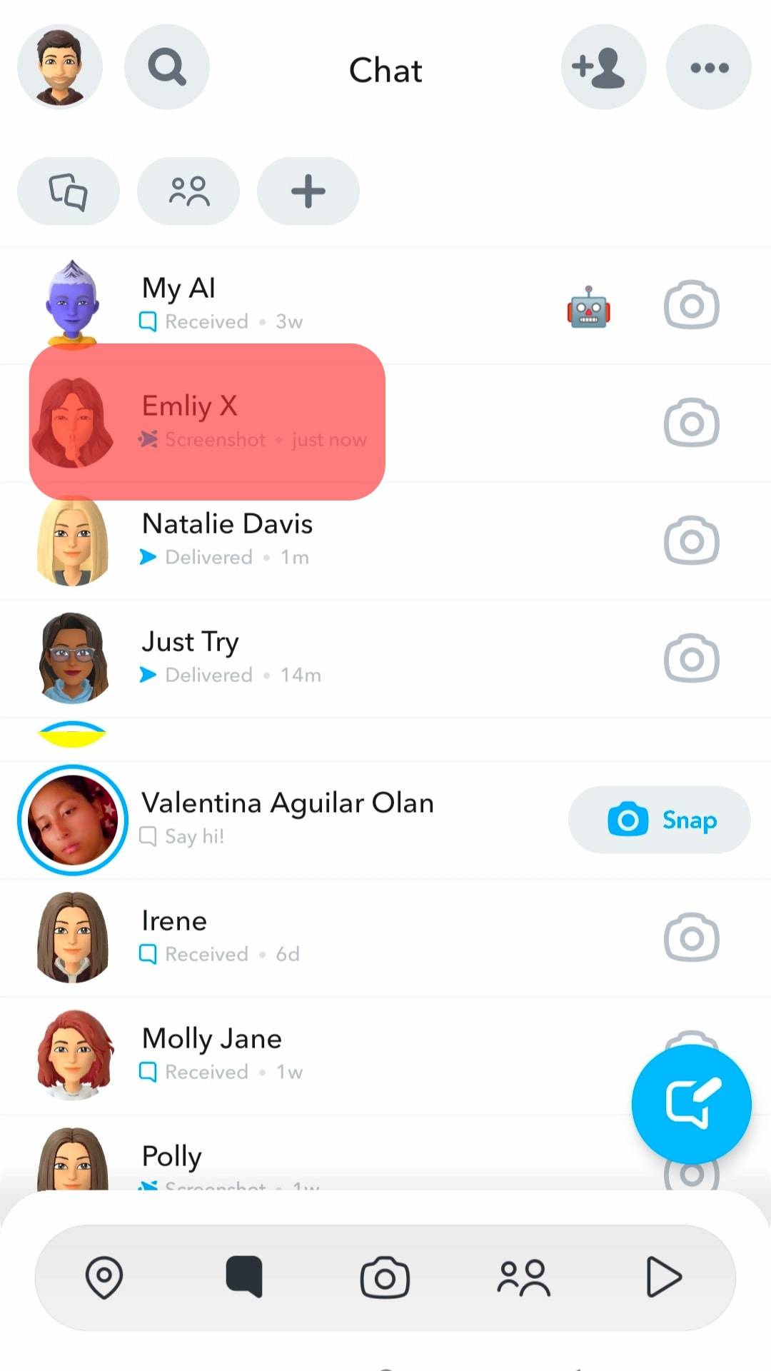 Select The Friend's Chat Snapchat