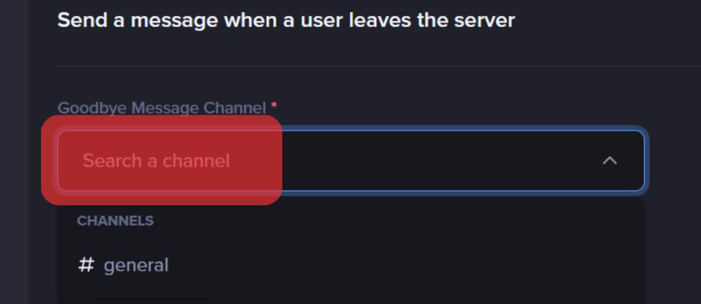 Select The Goodbye Message Channel.