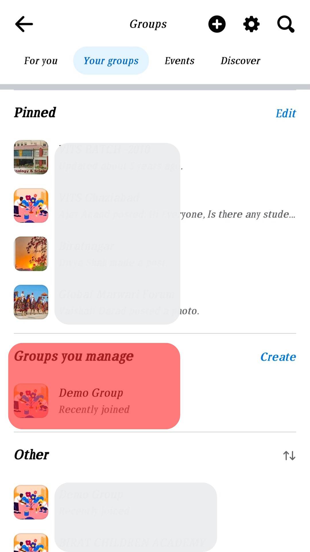 Select The Group You Manage