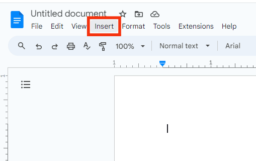 Select The Insert Tab At Top.