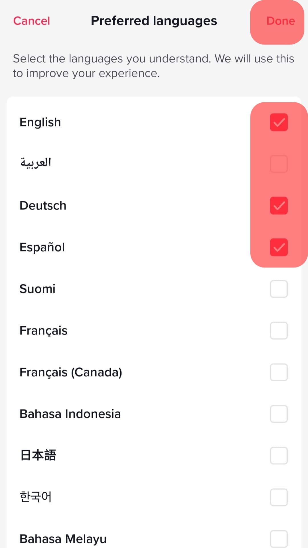 Select The Language And Hit Done