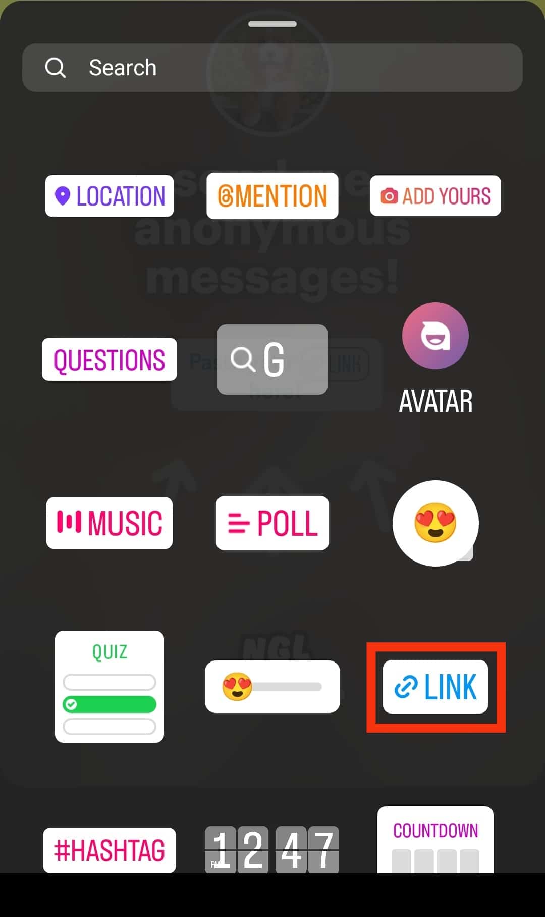 Select The Link Sticker