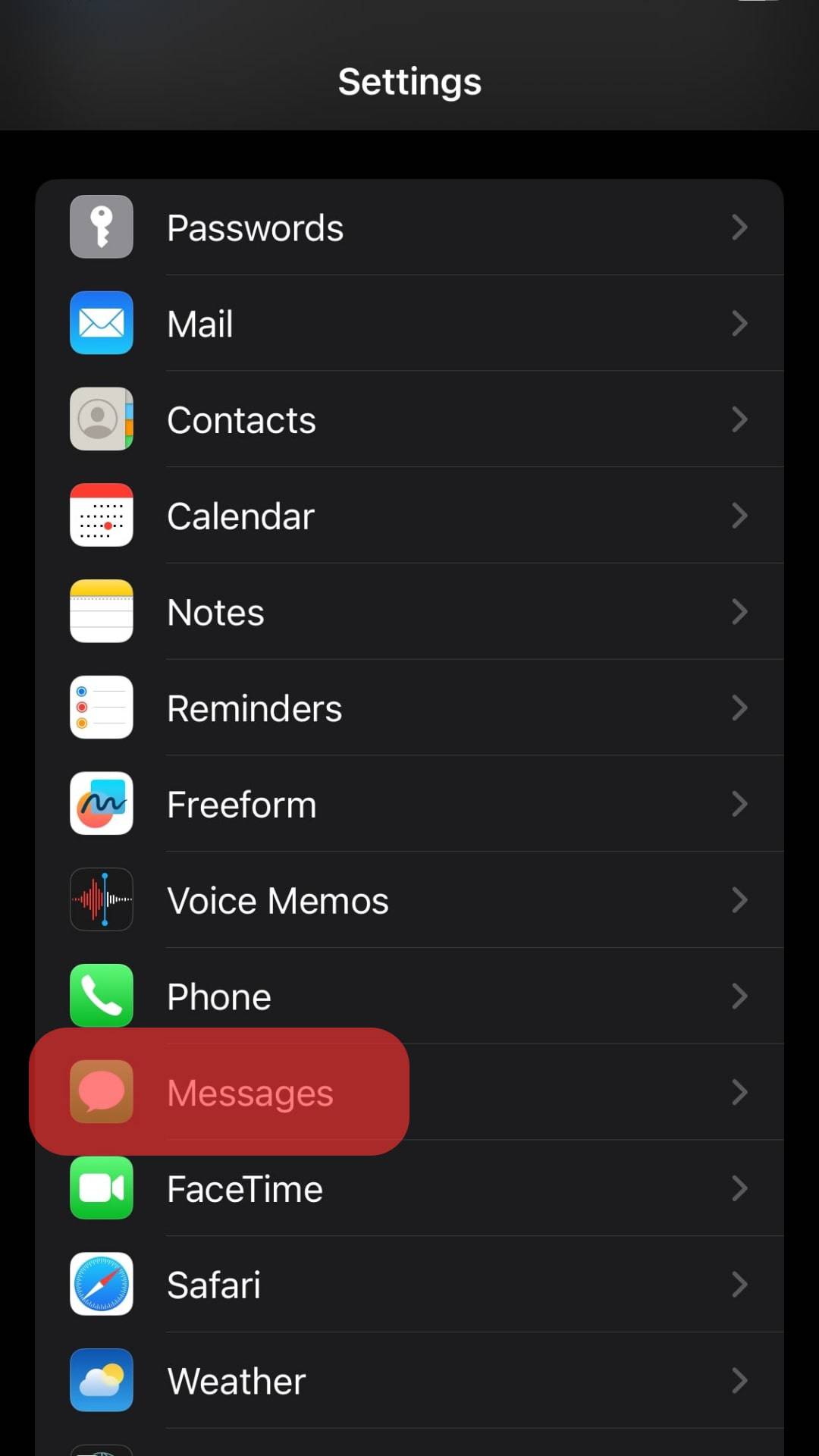 Select The Messages Option