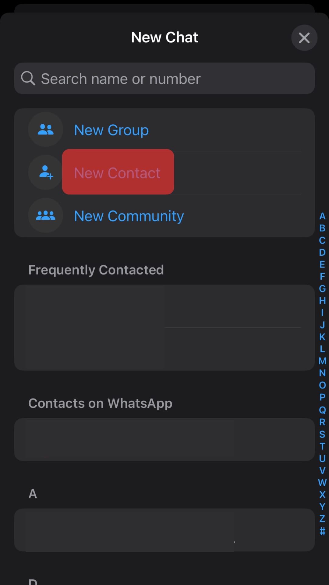 Select The New Contact Option.