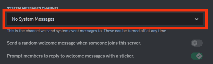 Select The No System Messages Option