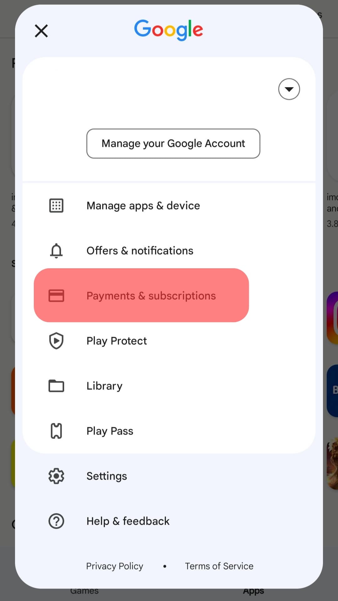 Select The “Payments &Amp; Subscriptions” Option.