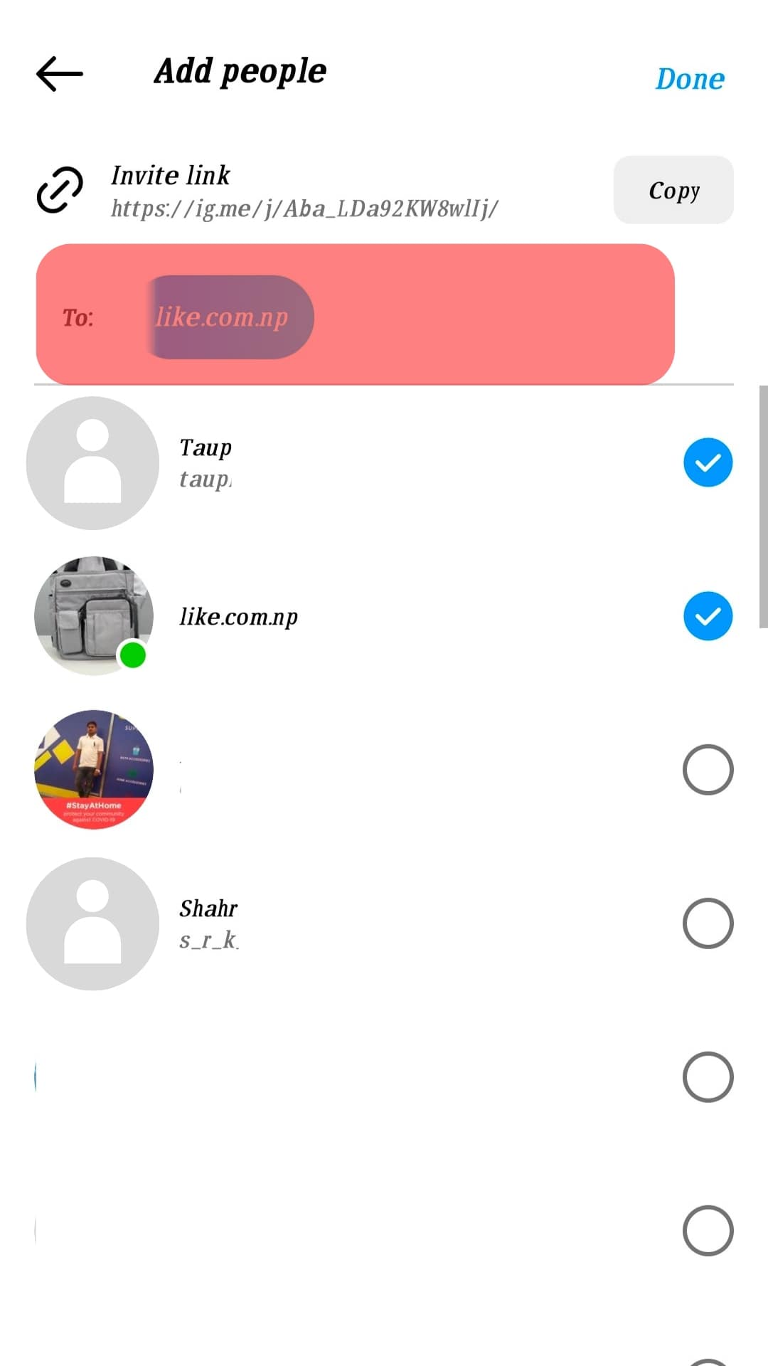 Select The People You Want To Add.