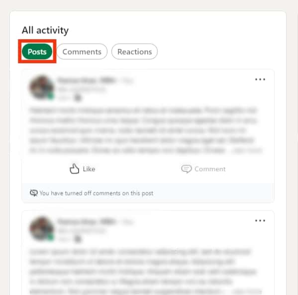 Select The Posts Tab To Show Your Recent Posts