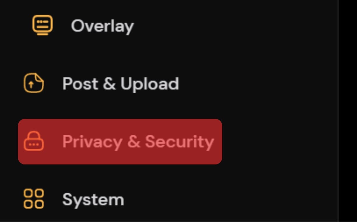 Select The Privacy Option.