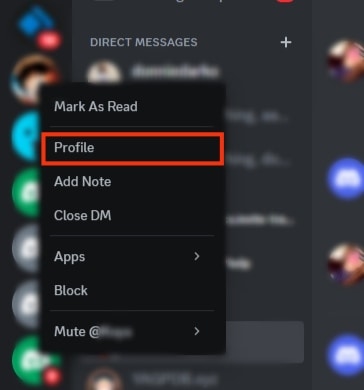 Select The Profile Option