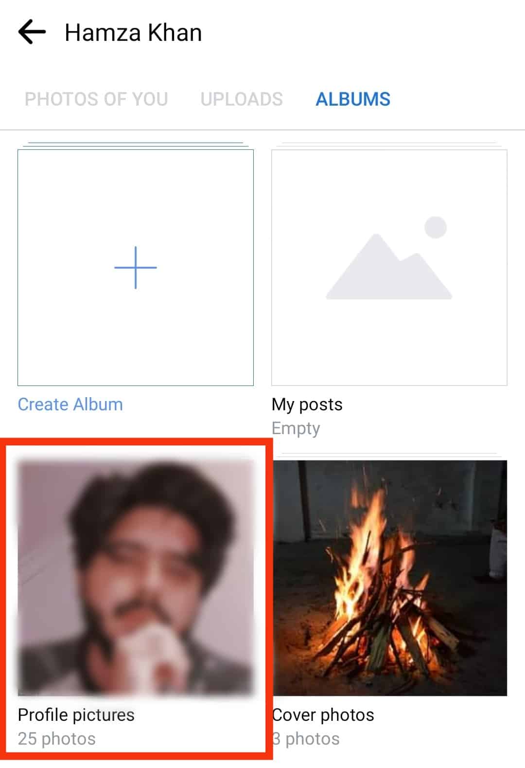 Select The Profile Pictures Album
