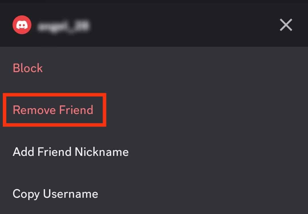 Select The Remove Friend Option