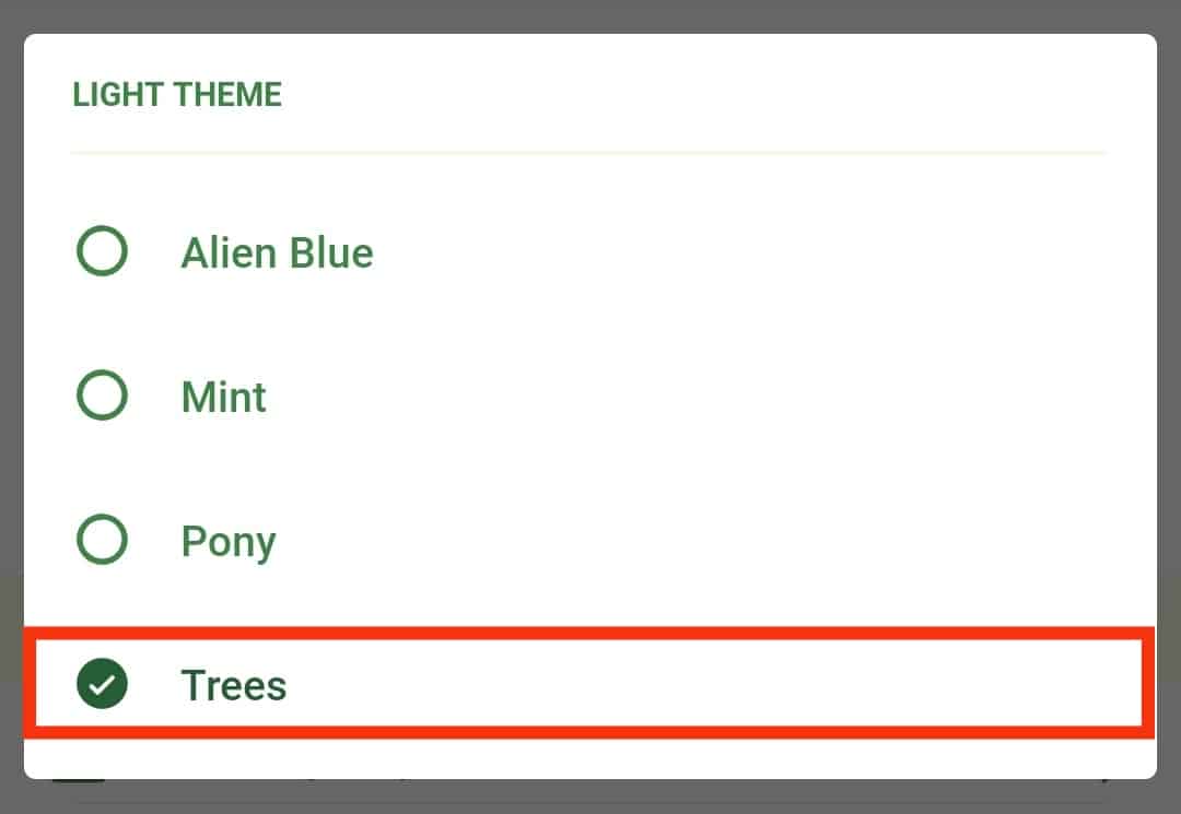 Select The Trees Option