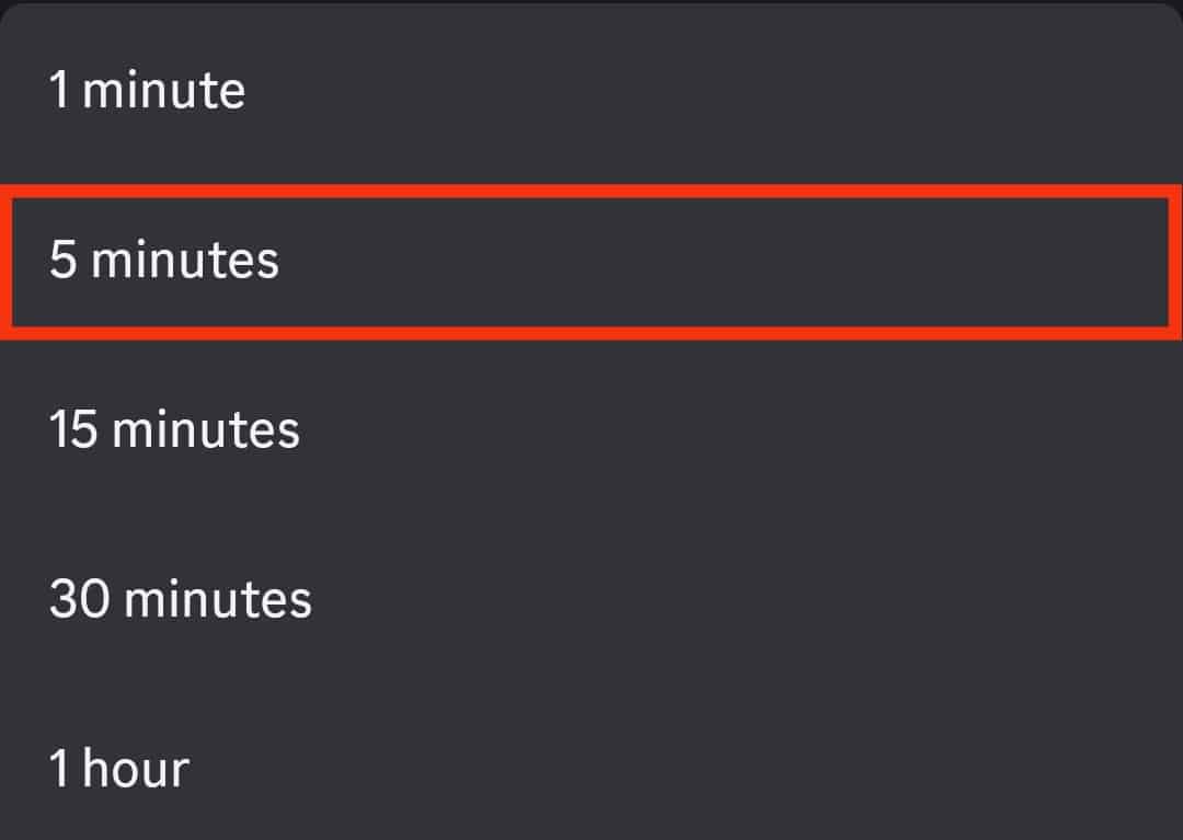 Select The Desired Timeout