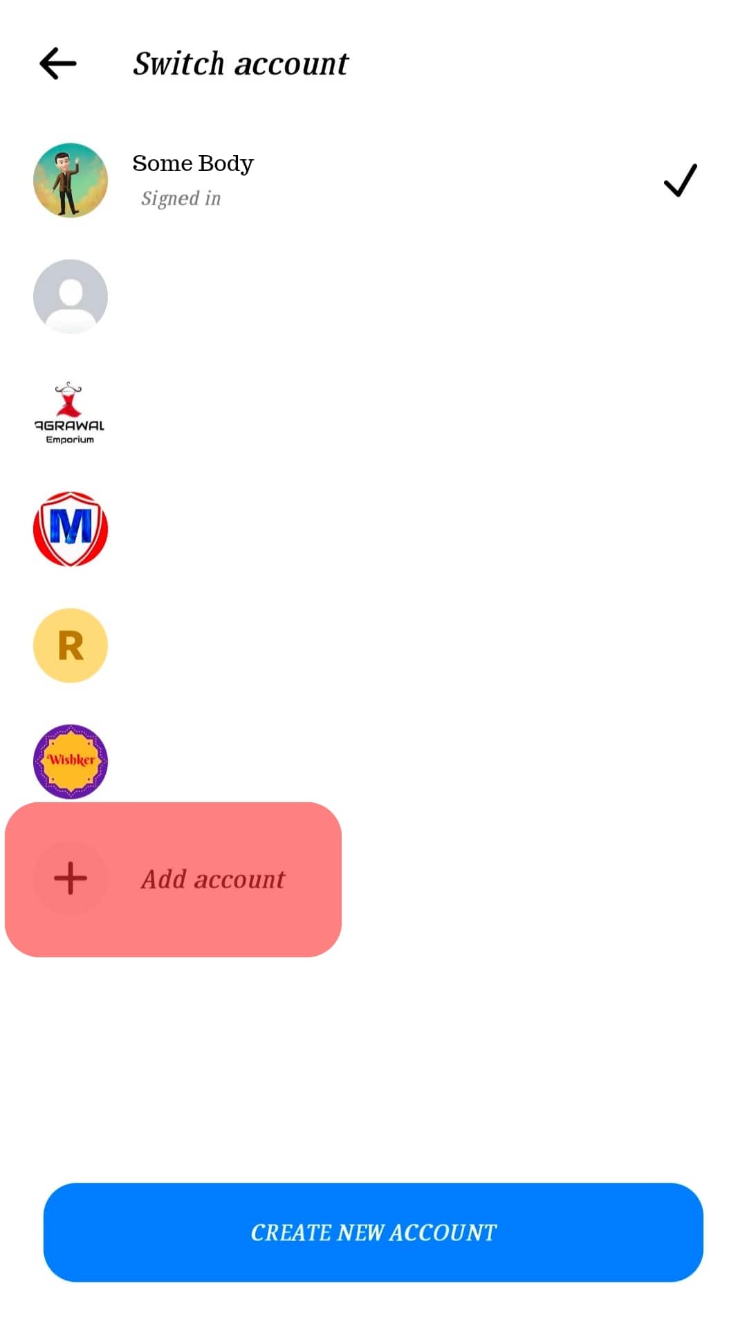 Select The Option For Add Account.