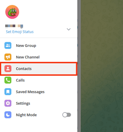 Select The Option For Contacts