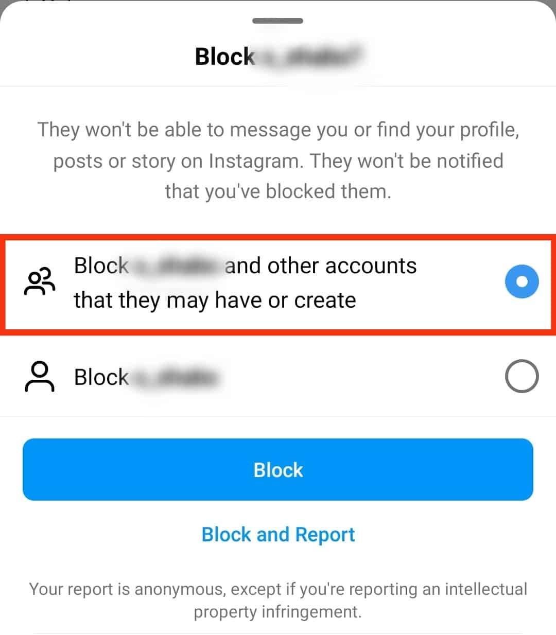 Select The Option To Block The Given Accounts