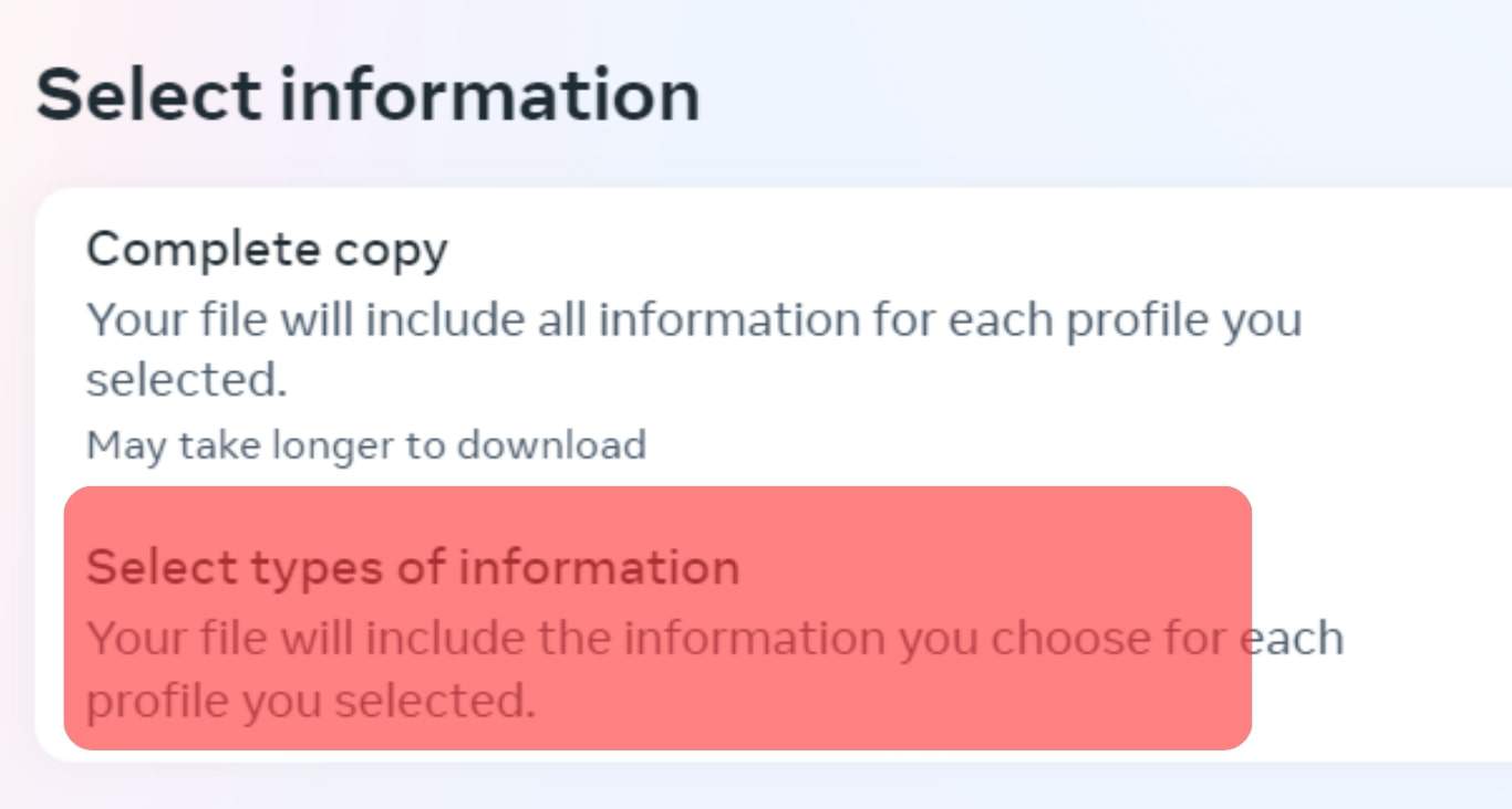 Select Type Of Information