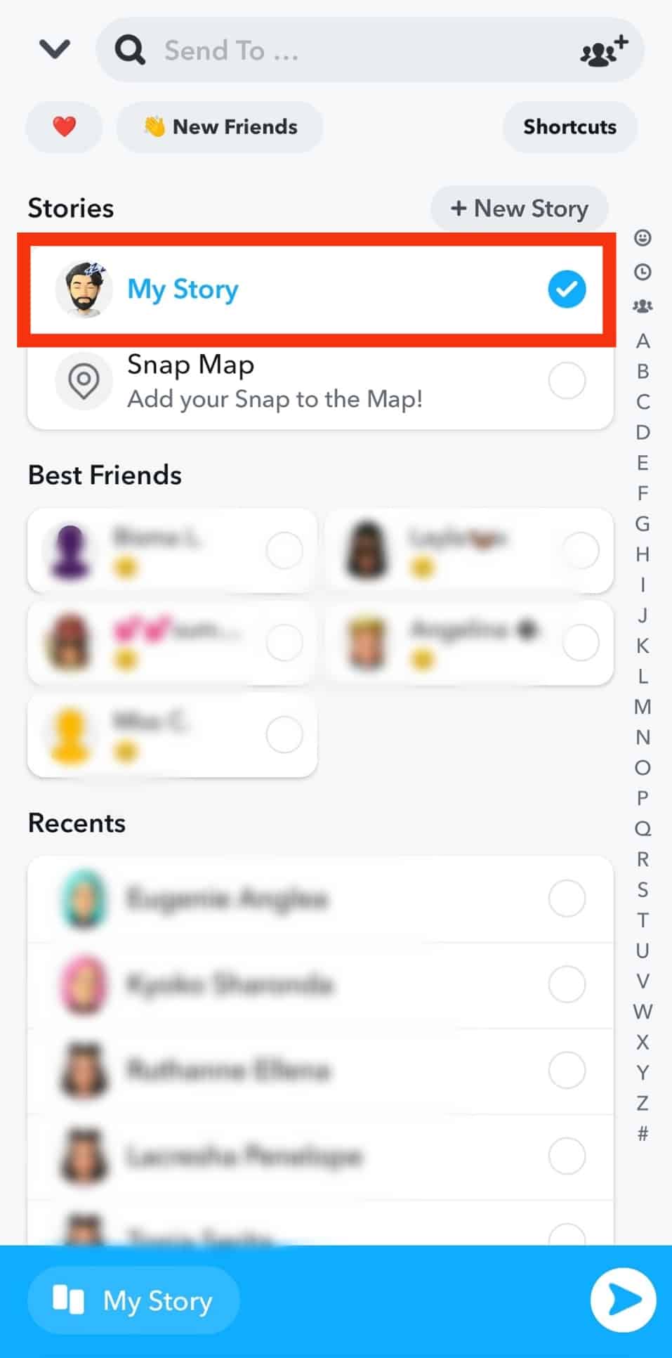 Select Where To Share Your Snap