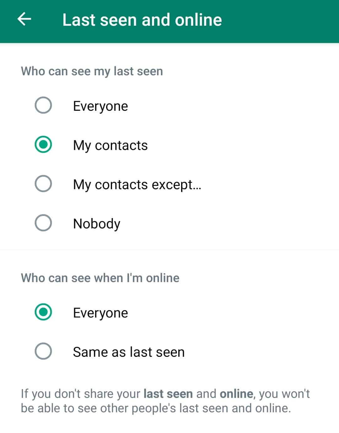 Select Who Should See Your Online And Last Seen