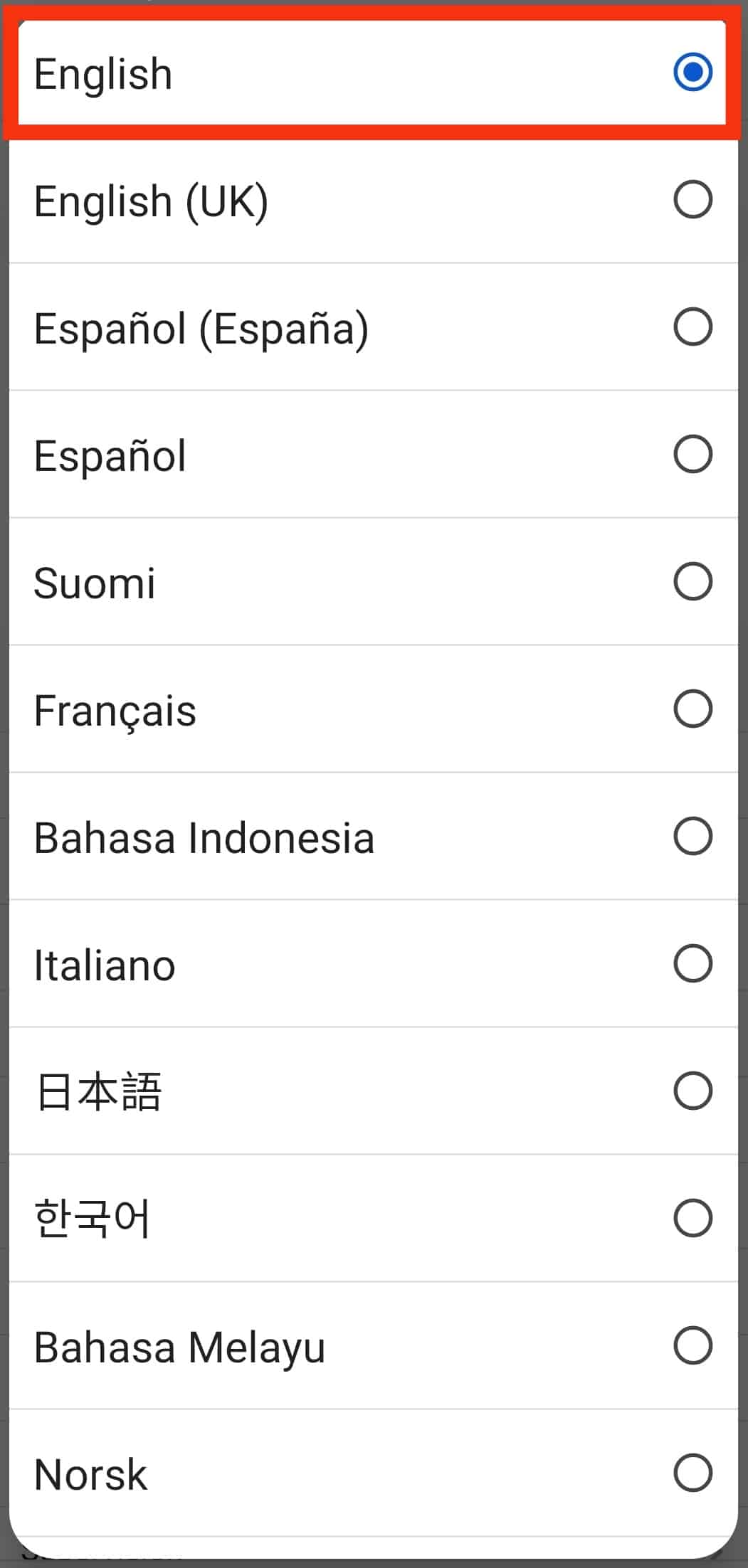 Select Your Preferred Language