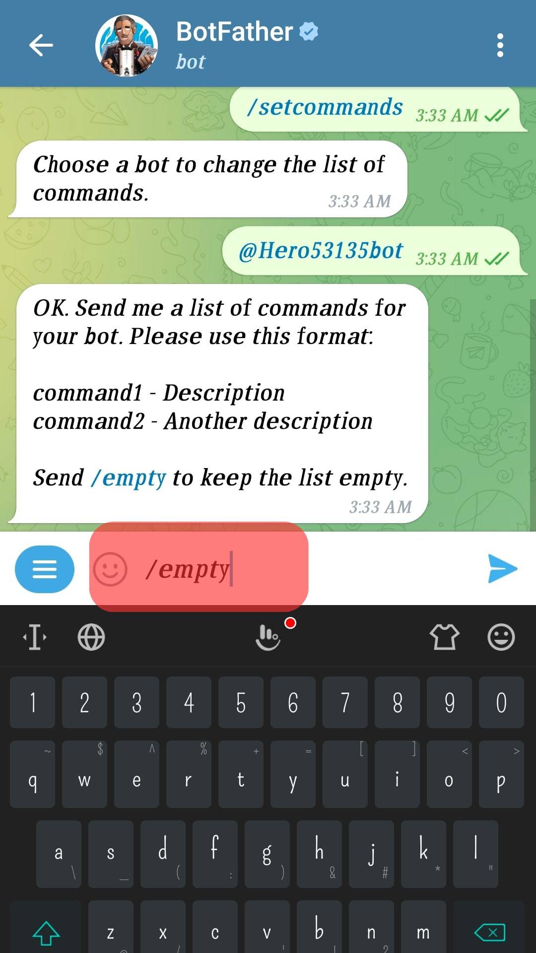 Send The Command Description