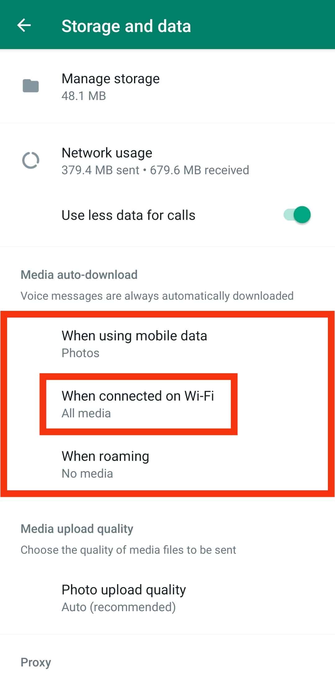 Set Auto Download Option To Wifi Or Never